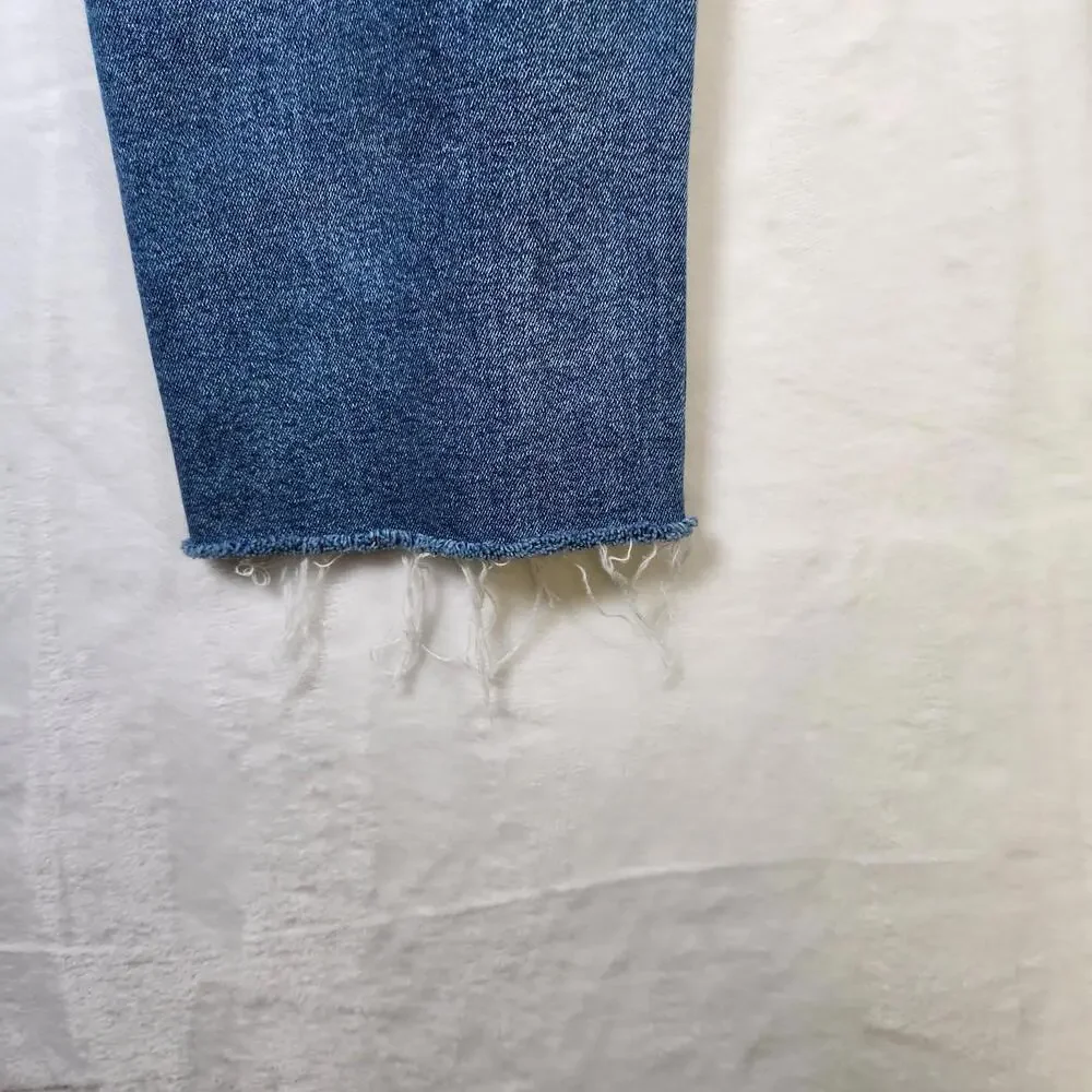 J Crew Essential‎ Straight Blue Jeans Size 32 Raw Hem